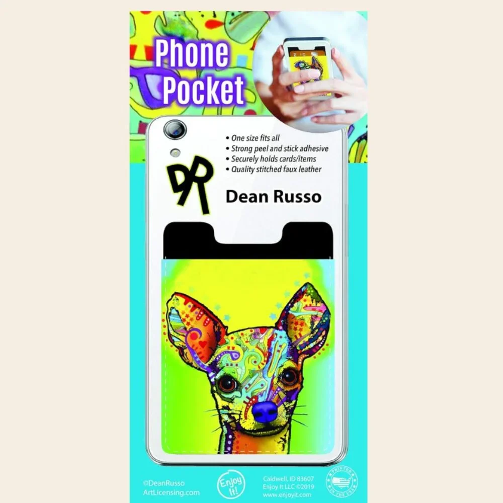 Enjoy It LLC, Chihuahua Phone Pocket by Dean Russo – Stick-On Card Holder – New